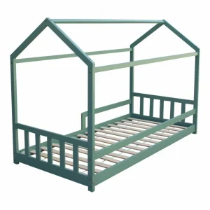Nouvelle tendance BUT Lit Cabane HUTTY 90×190 Cm Vert 12
