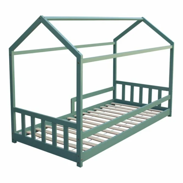 Nouvelle tendance BUT Lit Cabane HUTTY 90×190 Cm Vert 5