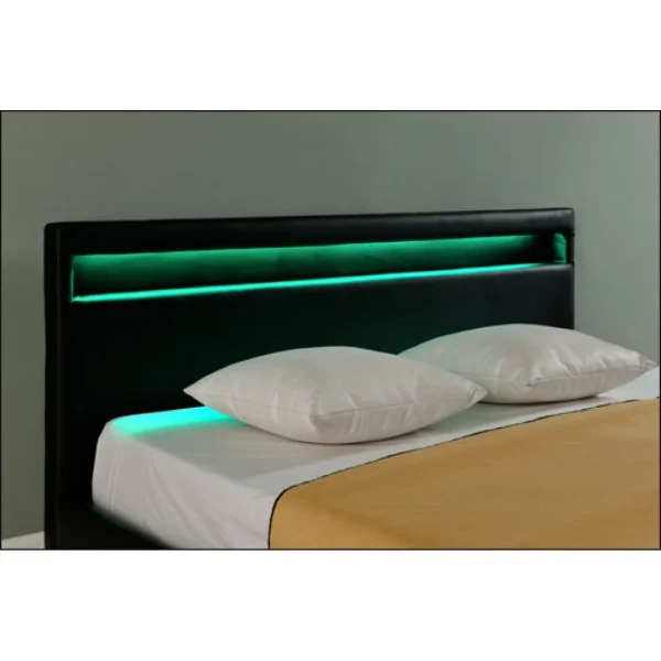 Lit Capitonné à LED Paris 140 X 200 Cm Noir Corium Service Clients Dédié 6