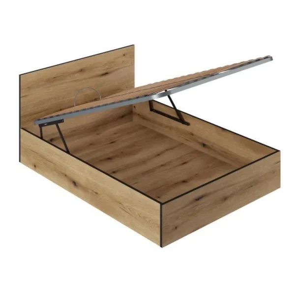 CSTORE Lit Coffre 140×190 En Bois + Tete De Lit – Chene Rustique – Sommier A … acheter en ligne 4