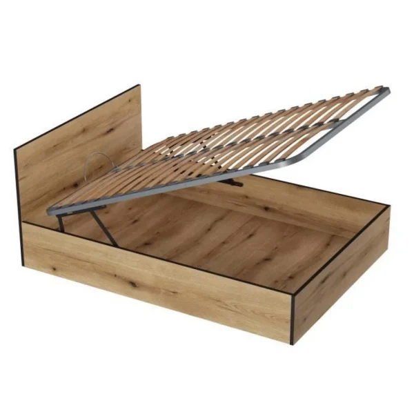 CSTORE Lit Coffre 140×190 En Bois + Tete De Lit – Chene Rustique – Sommier A … acheter en ligne 5