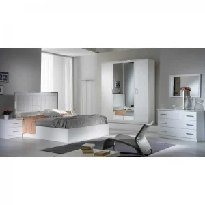 Dansmamaison Lit Coffre 160×200 Laqué Blanc Brillant à LEDs – AREZZO – L 162 X L … aux meilleurs prix 9