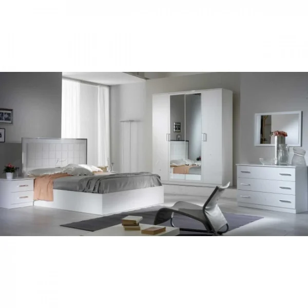 Dansmamaison Lit Coffre 160×200 Laqué Blanc Brillant à LEDs – AREZZO – L 162 X L … aux meilleurs prix 4