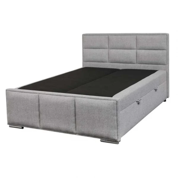 Livraison Standard/Rapide Tousmesmeubles Lit Coffre 180×200 Tissu Gris – KINCS 1