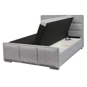 Livraison Standard/Rapide Tousmesmeubles Lit Coffre 180×200 Tissu Gris – KINCS 11