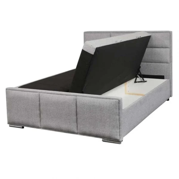 Livraison Standard/Rapide Tousmesmeubles Lit Coffre 180×200 Tissu Gris – KINCS 4