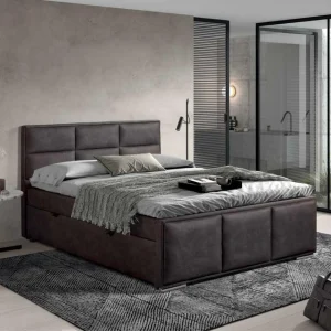 Tousmesmeubles Lit Coffre 180×200 Tissu Noir – KINCS achat pas cher 9