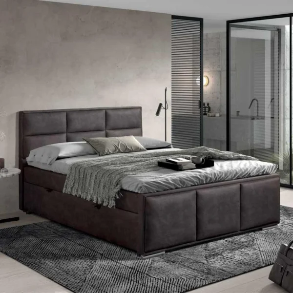Tousmesmeubles Lit Coffre 180×200 Tissu Noir – KINCS achat pas cher 3