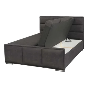 Tousmesmeubles Lit Coffre 180×200 Tissu Noir – KINCS achat pas cher 11