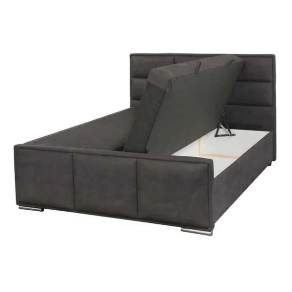 Tousmesmeubles Lit Coffre 180×200 Tissu Noir – KINCS achat pas cher 4
