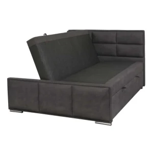 Tousmesmeubles Lit Coffre 180×200 Tissu Noir – KINCS achat pas cher 13