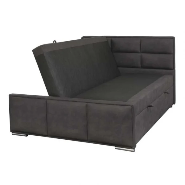 Tousmesmeubles Lit Coffre 180×200 Tissu Noir – KINCS achat pas cher 5