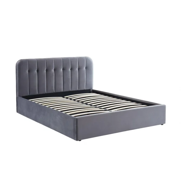 le grand escompte Baita Lit Coffre ANDRE Velours Gris Anthracite 160x200cm 3