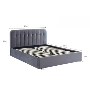 le grand escompte Baita Lit Coffre ANDRE Velours Gris Anthracite 160x200cm 15