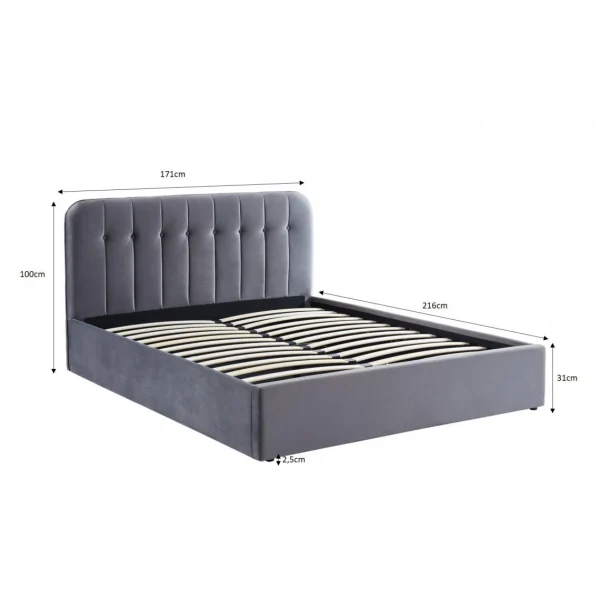 le grand escompte Baita Lit Coffre ANDRE Velours Gris Anthracite 160x200cm 6