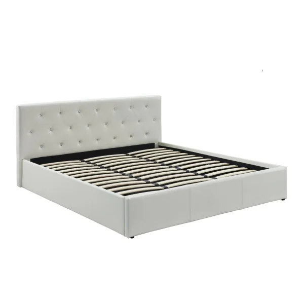 Baita Lit Coffre BAHIA Simili Blanc Et Strass 180x200cm en ligne officielle 3