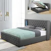 Meubler Design Lit Coffre Design Avec Led OSMOS – Gris – 160×200 mode pas chere 17