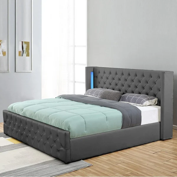 Meubler Design Lit Coffre Design Avec Led OSMOS – Gris – 160×200 mode pas chere 3