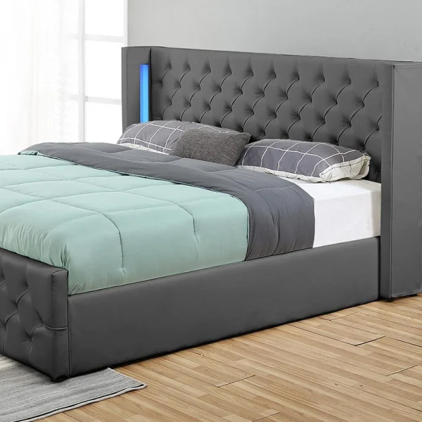 Meubler Design Lit Coffre Design Avec Led OSMOS – Gris – 160×200 mode pas chere 6