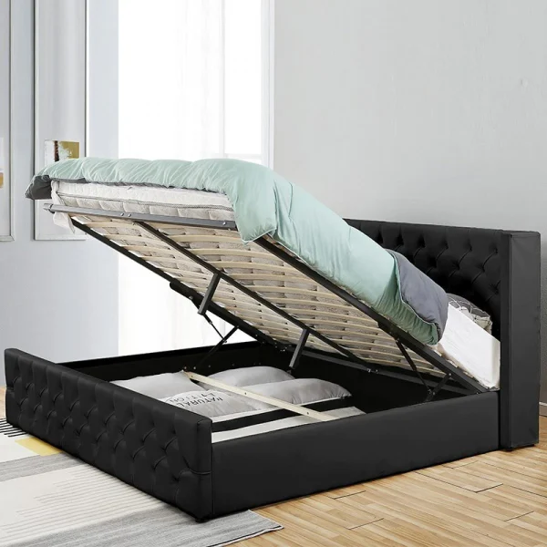 Retour Gratuit Meubler Design Lit Coffre Design Avec Led OSMOS – Noir – 160×200 4