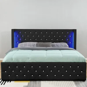 Retour Gratuit Meubler Design Lit Coffre Design Avec Led OSMOS – Noir – 160×200 13