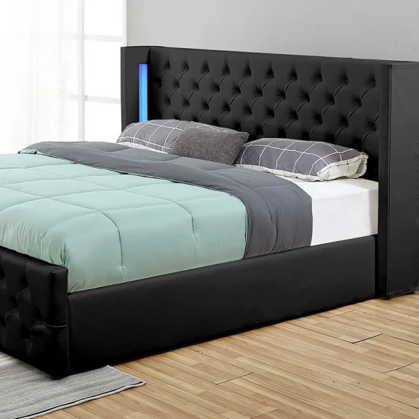 Retour Gratuit Meubler Design Lit Coffre Design Avec Led OSMOS – Noir – 160×200 6