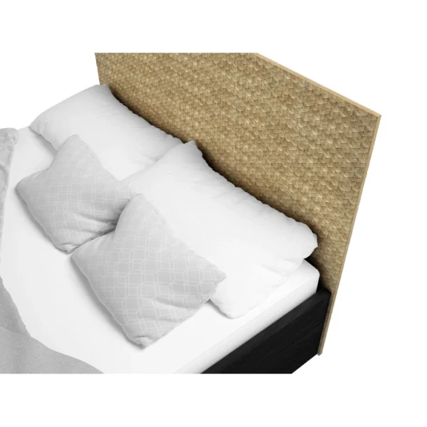 achetez Pegane Lit Coffre En Mélamine Et Métal Coloris Naturel, Noir – Longueur 1… 5