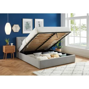 Baita Lit Coffre KARL Tissu Gris Clair 160x200cm belle 13
