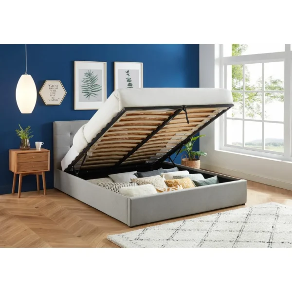 Baita Lit Coffre KARL Tissu Gris Clair 160x200cm belle 5