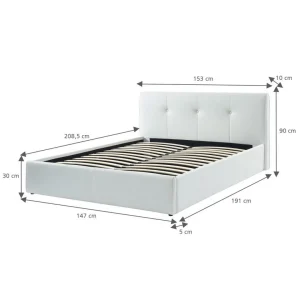 Baita Lit Coffre SEGURO Simili Blanc 140x190cm Meilleur Service 13