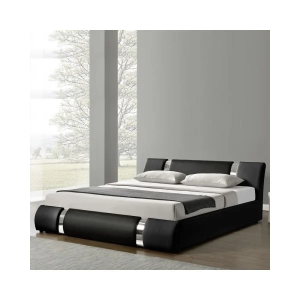 en solde Meubler Design Lit Coffre Sommier Relevable Nova – Noir – 140×190 3