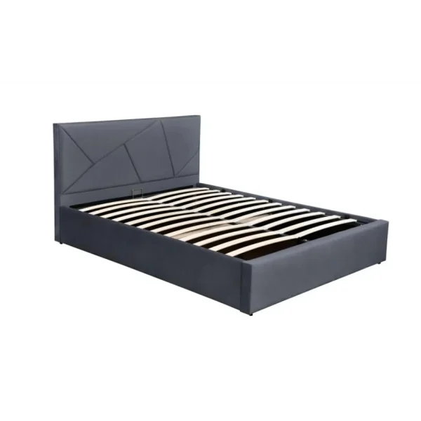 pas cher marque Meubler Design Lit Coffre Velours Damard – Velours Gris – 160×200 4