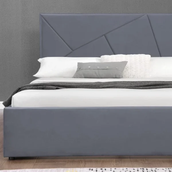 pas cher marque Meubler Design Lit Coffre Velours Damard – Velours Gris – 160×200 5