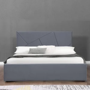 pas cher marque Meubler Design Lit Coffre Velours Damard – Velours Gris – 160×200 15