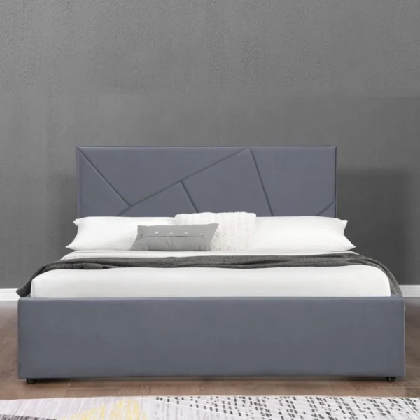 pas cher marque Meubler Design Lit Coffre Velours Damard – Velours Gris – 160×200 6