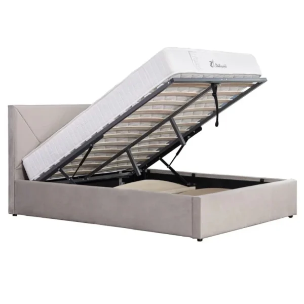 Meubler Design Lit Coffre Velours Damard – Velours Taupe – 140×190 marque pas cher 3