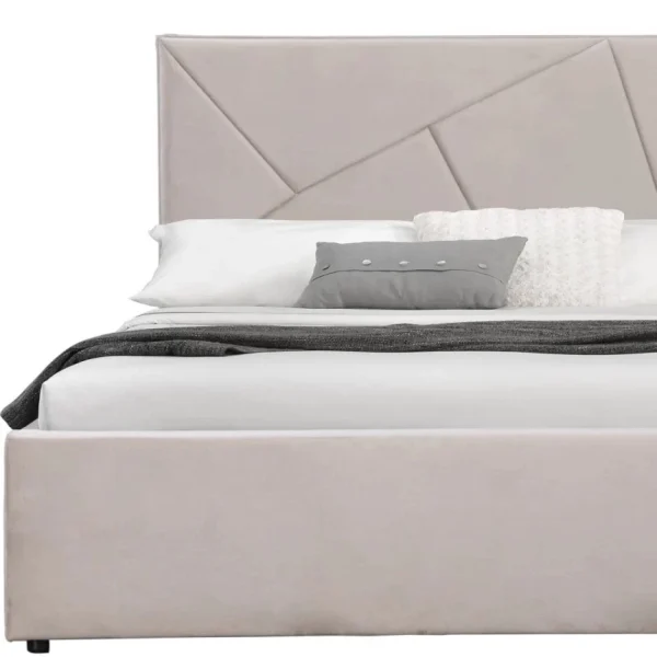 Meubler Design Lit Coffre Velours Damard – Velours Taupe – 140×190 marque pas cher 4