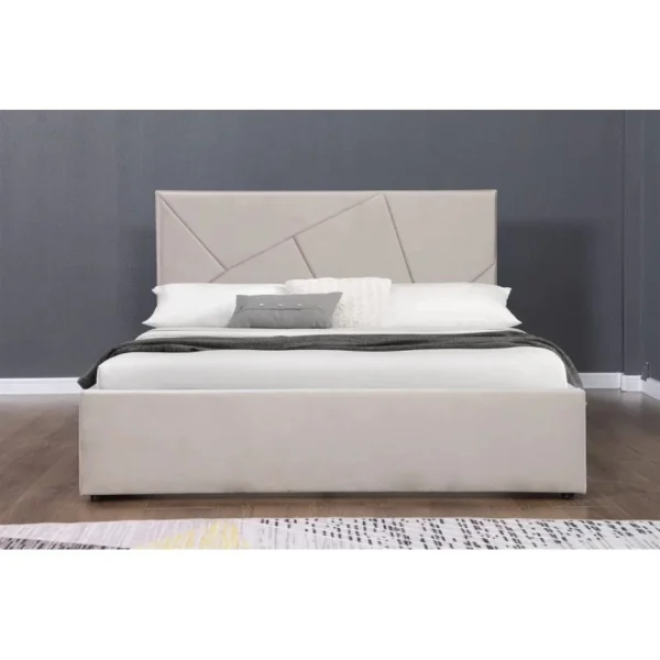 Meubler Design Lit Coffre Velours Damard – Velours Taupe – 140×190 marque pas cher 6