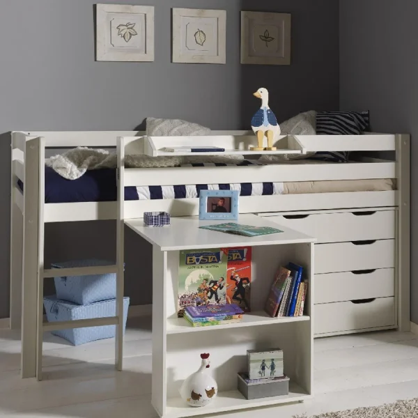 boutique pas cher NOUVOMEUBLE Lit Combiné Avec Bureau Et Rangement Blanc PINOCCHIO 1