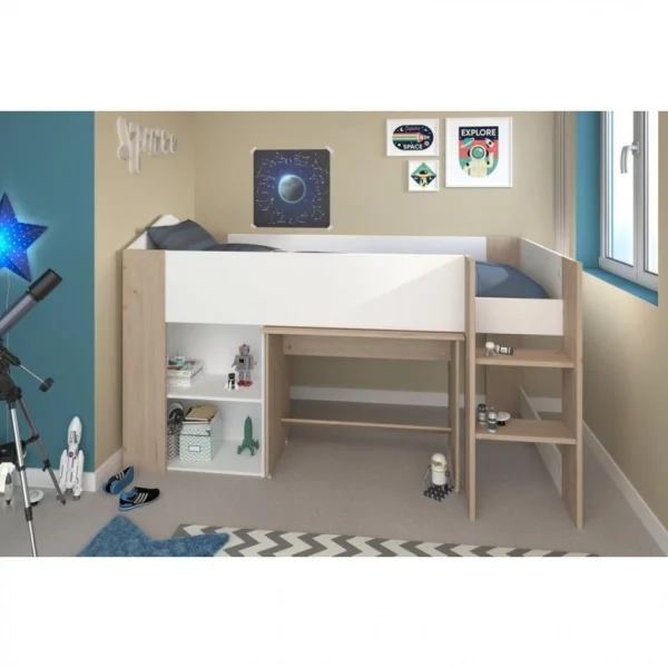Réductions BUT Lit Combiné Avec Bureau SHELTER Imitation Chêne Et Blanc 3