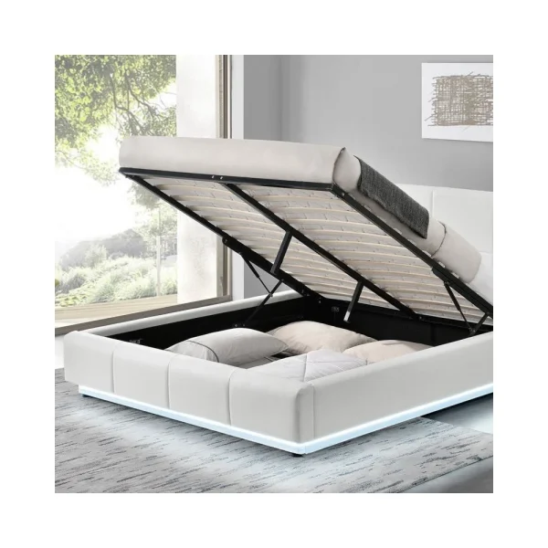 design à la mode Meubler Design Lit Design Alexi Avec Sommier Et Coffre De Rangement – Blanc – 180×200 3