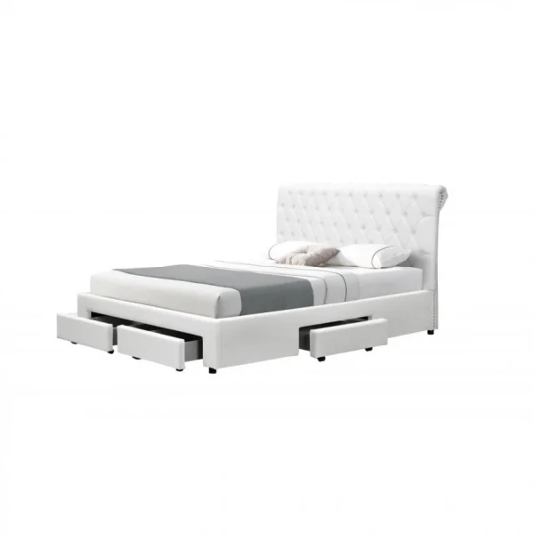 Meubler Design Lit Design Avec Rangement Tiroirs Hyde – Pu Blanc – 180×200 magasin en ligne 4