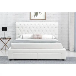 Meubler Design Lit Design Avec Rangement Tiroirs Hyde – Pu Blanc – 180×200 magasin en ligne 13