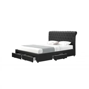 Meubler Design Lit Design Avec Rangement Tiroirs Hyde – Pu Noir – 160×200 magasin 11
