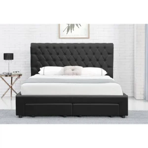 Meubler Design Lit Design Avec Rangement Tiroirs Hyde – Pu Noir – 160×200 magasin 13