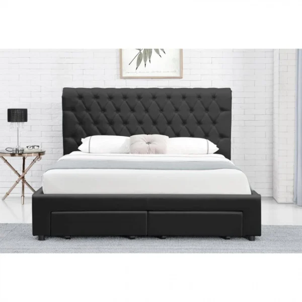 Meubler Design Lit Design Avec Rangement Tiroirs Hyde – Pu Noir – 160×200 magasin 5