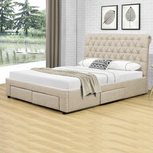 Couleurs variées Meubler Design Lit Design Avec Tiroirs HYDE – Beige – 160×200 3