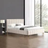 marque pas cher Meubler Design Lit Design Sommier Velours Pied Or Auster – Velours Beige – 140×190 19