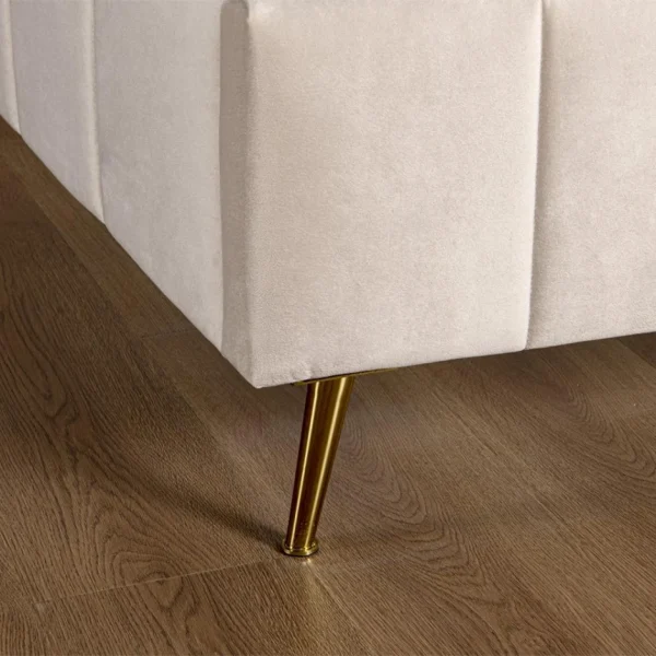 marque pas cher Meubler Design Lit Design Sommier Velours Pied Or Auster – Velours Beige – 140×190 6