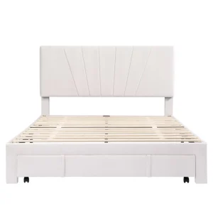 Marque Generique Lit Double 140 X 200 Cm Lit D’ameublement Velours – Beige magasin france 13